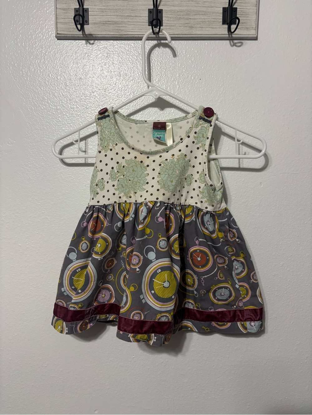Matilda Jane Sage Green & Gray Pocket Watch Tiered Dress